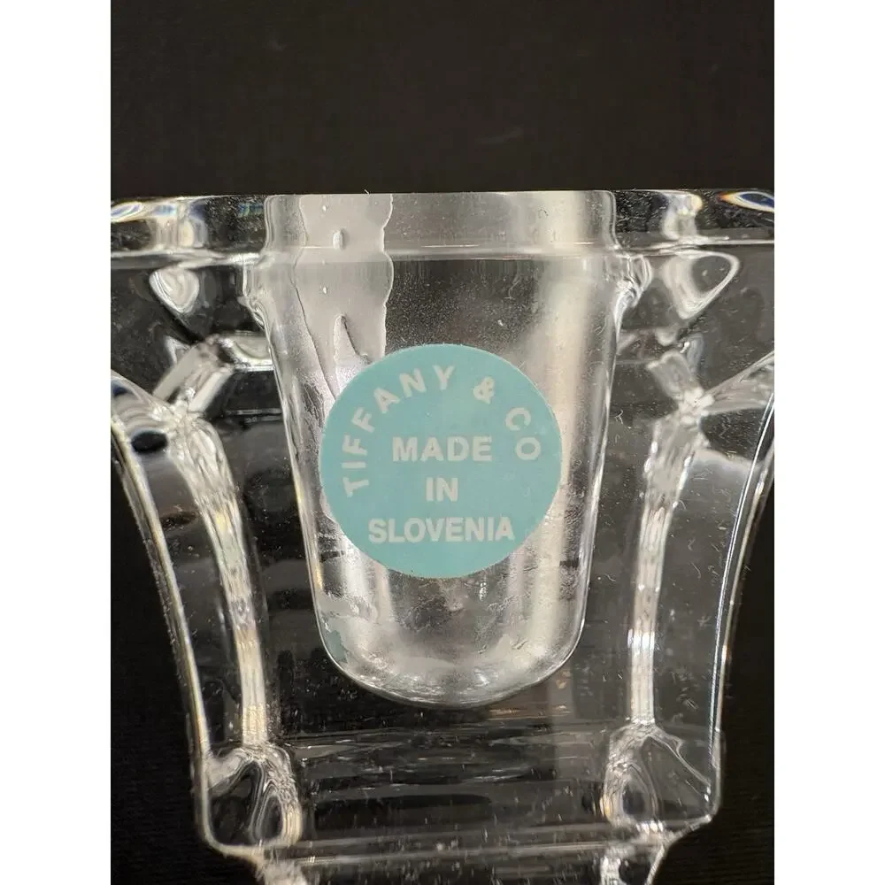 Tiffany & Co Crystal Candlesticks Pair Made in Slovenia
